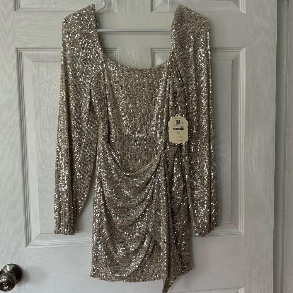 Altar’d State Keera Dress - Champagne Sparkly Sequins - Small